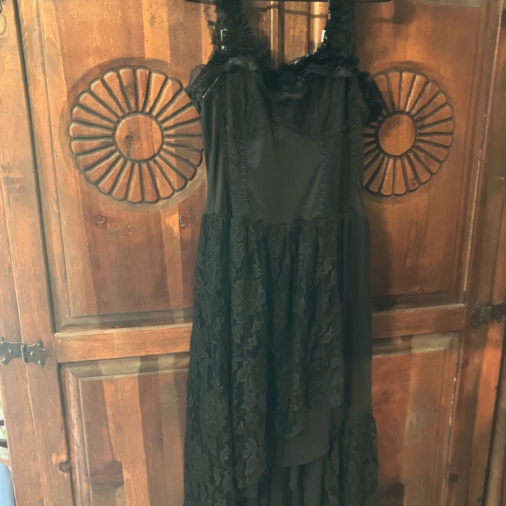 Gothic Corset High Low Black Lace Dress